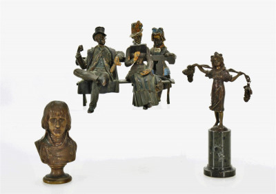 Image for Lot F. Barbedienne Bust, Peasant Girl and Group
