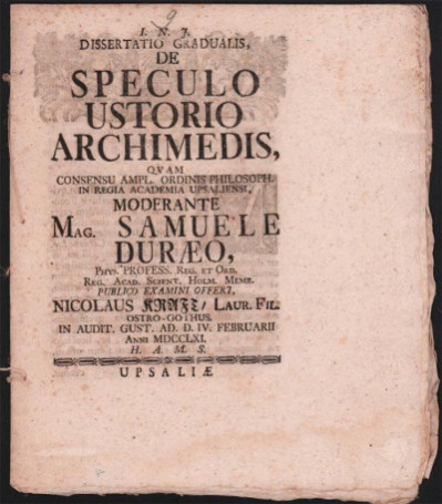 S. DURAEUS Dissertatio Gradualis 1761