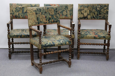 4 Chairs; English Baroque Cherry &amp; Beechwood