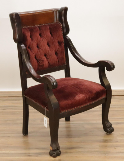 Image for Lot Vintage Empire Style Upholstered Armchair