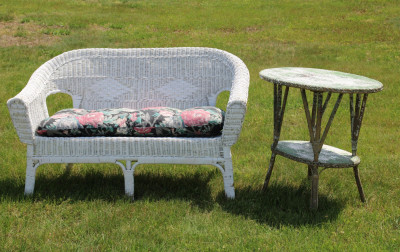 Image for Lot Vintage Two Piece Wicker Set