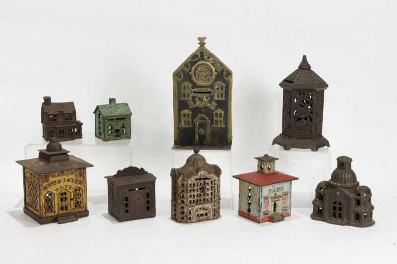 Image 1 of lot 19th-20th C.Cast Iron Banks - Cottage