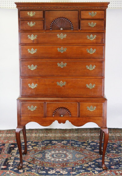 Image for Lot New England Queen Anne Cherry Highboy, 18th C.