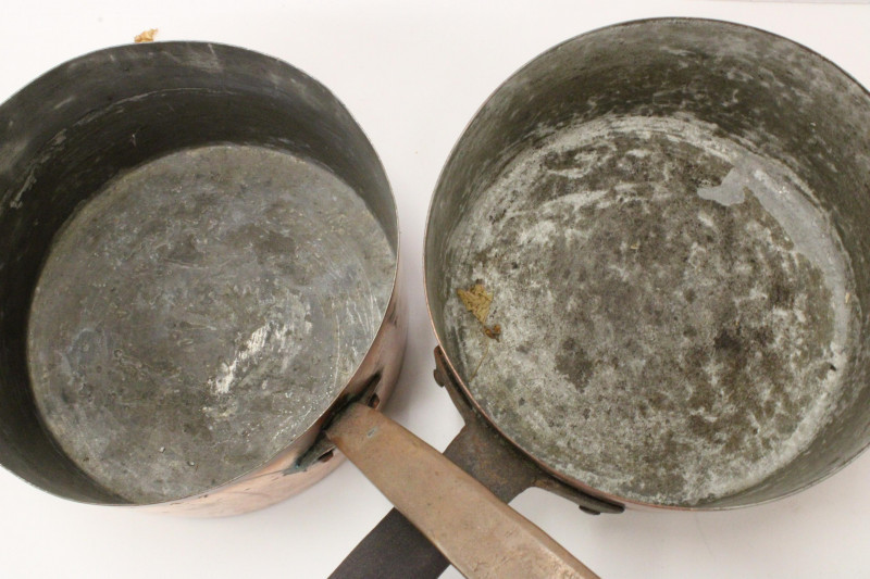 Image 4 of lot 4 Antique Copper Sauce Pans