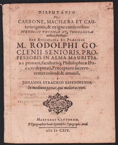 Image for Lot R. GOCLENIUS Disputatio de Carbone 1614