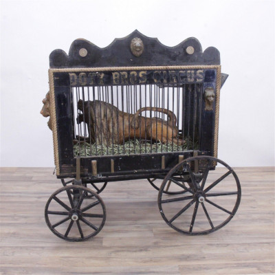 Image for Lot Doty Bros. Circus Lion's Cart & Folk Art Lion