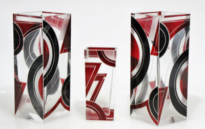 Image for Lot Group of Czech Art Deco Enameled Vases