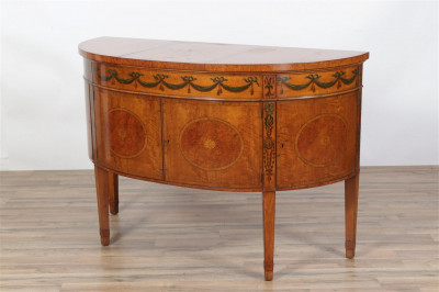 Image for Lot George III Style Painted Satinwood Cabinet