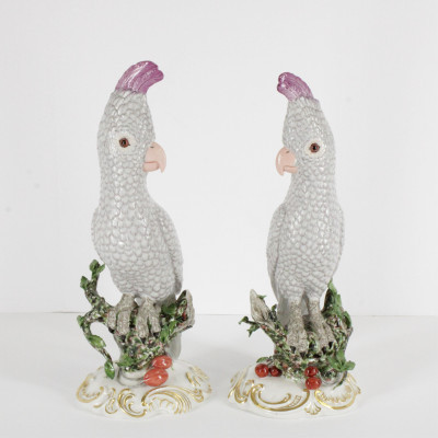 Image for Lot Pair Nymphenburg Porcelain Cockatoo Figurines