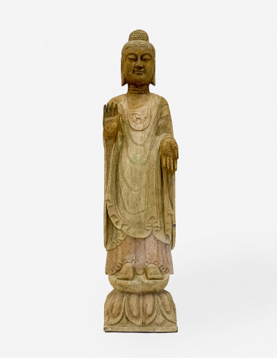 Image for Lot Chinese Stone Figure of Standing Buddha