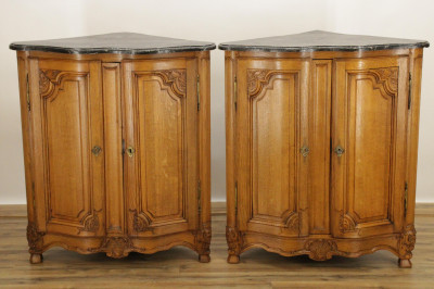 Image for Lot Pr French Provincial Style Corner Cabinets 19th C