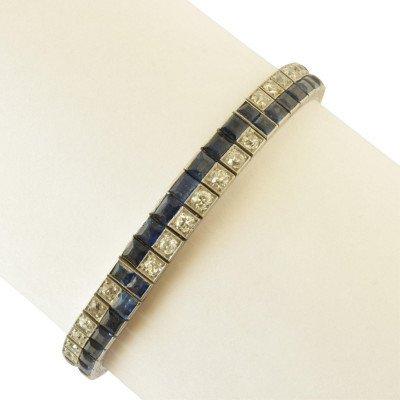 Image for Lot Art Deco Diamond and Sapphire Bracelet