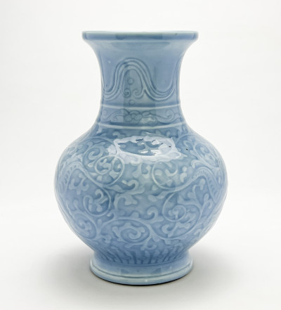 Image for Lot Chinese Porcelain Blue Glazed Hu Form Vase