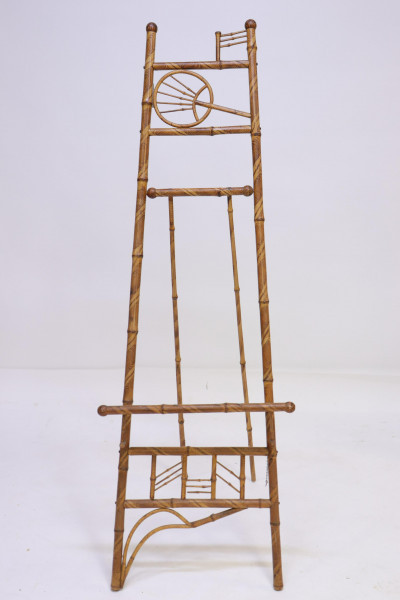 Vintage Bamboo Floor Easel With Faux Decoration