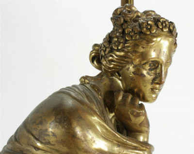 Image 4 of lot 19th C. French Figural Bronze as a Lamp