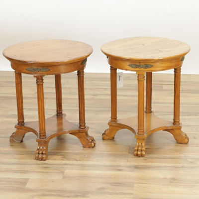 Image for Lot Pair Faded Mahogany Empire Style End Tables