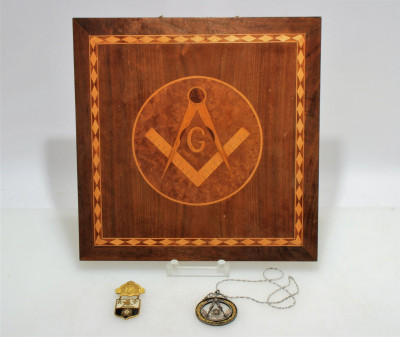 Image for Lot Mason&apos;s Marquetry Panel, Medal, Pendant