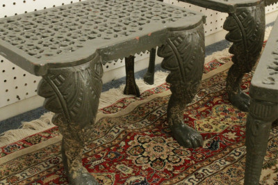 Image 3 of lot 3 Victorian Style Green Painted Cast Iron Benches