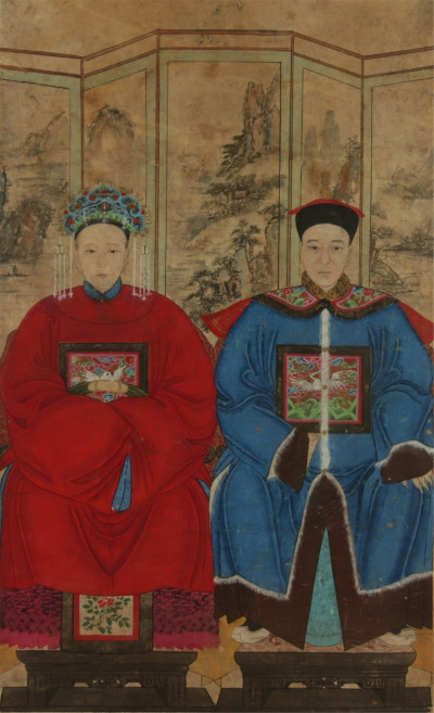 Image for Lot Large Framed Chinese Ancestor Portrait