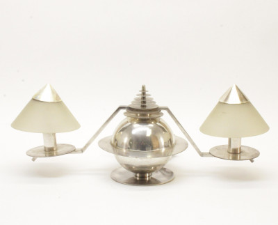 Image for Lot French Art Deco Nickel Desk Lamp poss Lacroix