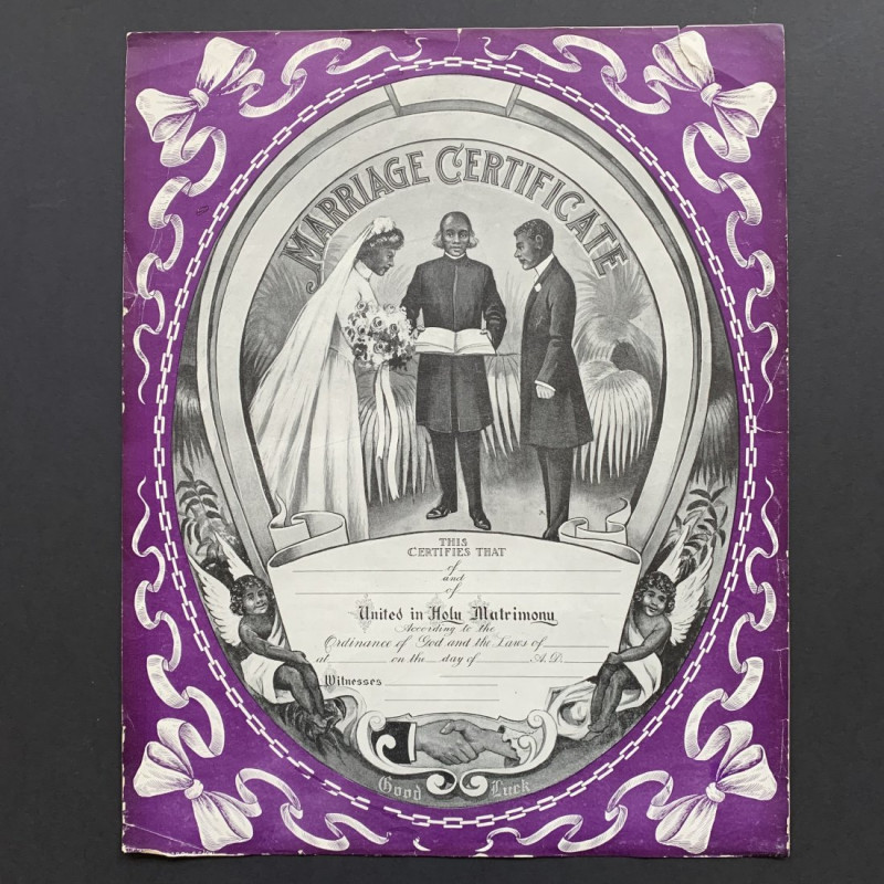 Image 1 of lot [Otto SCHEIBLE] "Good Luck" Marriage Certificate 1910