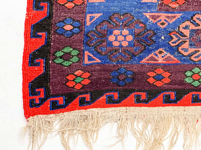 Vintage Soumak Flatweave Carpet, 12' x 7'