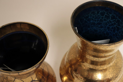 Image 3 of lot 11 Saint Prex Gilt Cobalt Glass Vases