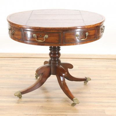 Image for Lot Late George III Mahogany Drum Table E 19th C
