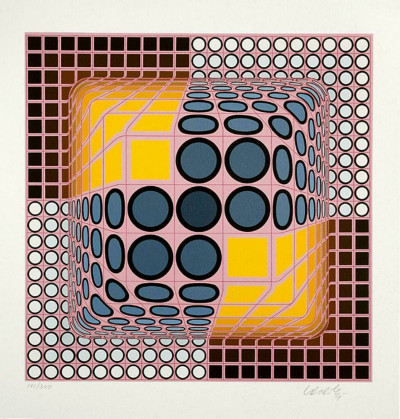 Victor Vasarely  Pink Composition