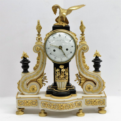 Image for Lot Andre Goret, Louis XV Marble Mantle Clock