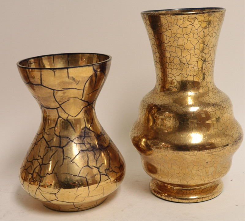 Image 2 of lot 11 Saint Prex Gilt Cobalt Glass Vases