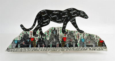 Image for Lot Howard Finster - Cheetah - paint on wood