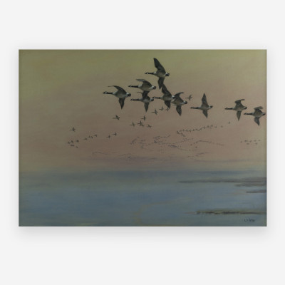 George Edward Lodge - Geese in flight