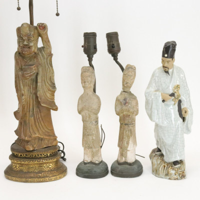 Image for Lot Four Chinese Figures as Lamps