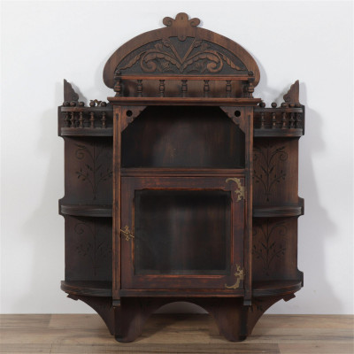 Image for Lot Aesthetic Movement Cherry Hanging Cabinet, 19C.