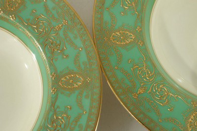 Image 2 of lot 12 Royal Worcester Gilt & Green Porcelain Bowls