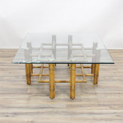 Image for Lot McGuire Brass Mounted Rattan Coffee Table