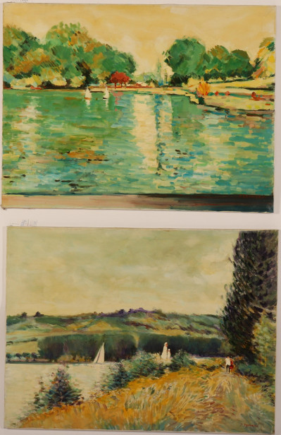 Image for Lot J. Dekobra - Two Ponds with Sailboats O/C&apos;s
