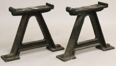 Pair Industrial Cast Iron Trestle Supports