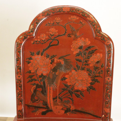 Image 4 of lot 2 Asian Red Lacquer Side Chairs