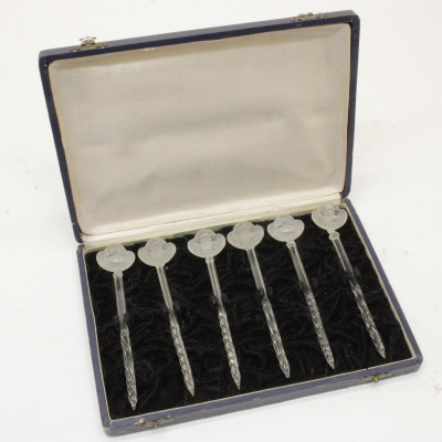 Image for Lot 6 1930s Rene Lalique Frosted Glass Swizzle Sticks