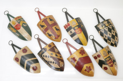 8 Armorial Decorated Tole Wall Hangings