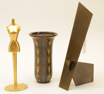 Image for Lot Modernist Easel Deco Vase  Mini Dress Form