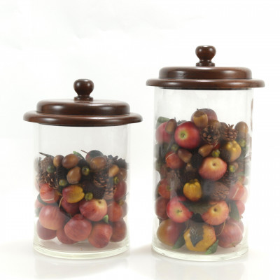 Pair Cylindrical Glass Containers