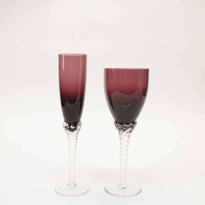 Image for Lot Contemporary Violet Hand Blown Stemware