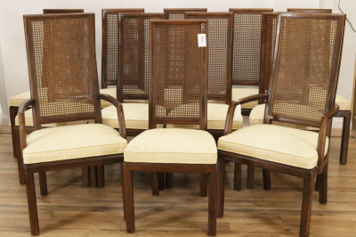 Title Set of 12 Henredon Oak Caned Dining Chairs / Artist