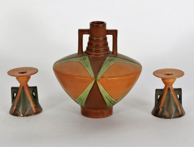 Image for Lot Roseville - 3 Futura Pottery Vases, 1930