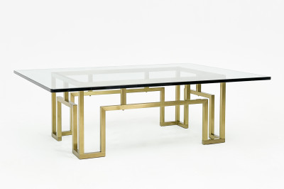Contemporary Brass and Glass Coffee Table