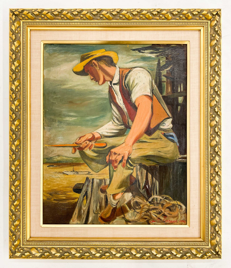 Anton Refregier - Seated Angler in Yellow Hat