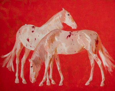 Title Ricardo Arenys Galdon  - White Stallions on Red / Artist